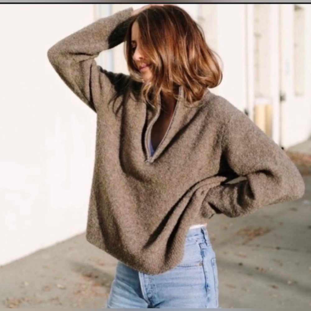 Jenni Kayne Boucle Half Zip Sweater